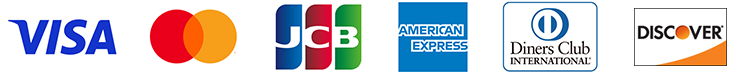 VISA | Mastercard | JCB | AMERICAN EXPRESS | Diners Club International | Discover